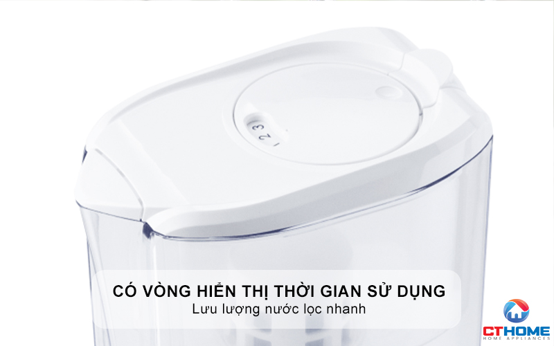 Có vòng hiển thị thời gian sử dụng bộ lọc, lưu lượng nước lọc nhanh