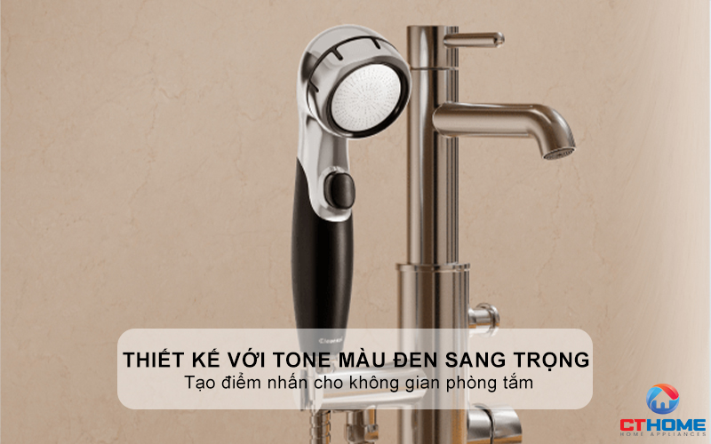 Thiết kế với tone màu đen sang trọng, tạo điểm nhấn cho không gian phòng tắm