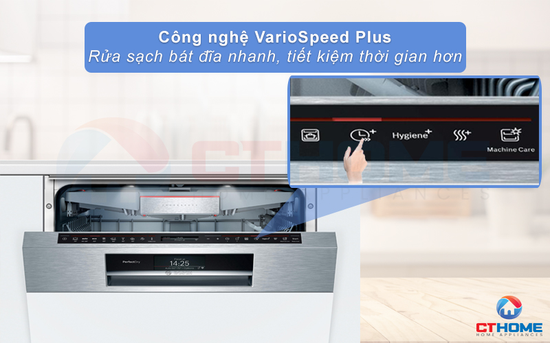 Chức năng VarioSpeed Plus giúp rửa nhanh hơn, tiết kiệm thời gian và điện nước hiệu quả