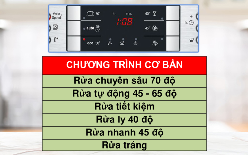 Tùy chọn 6 chương trình cơ bản theo từng nhu cầu rửa một cách linh hoạt và tiện lợi