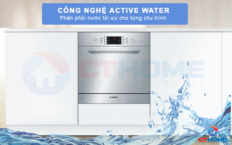 Công nghệ Active Water giúp phân  phối nước tối ưu cho từng chu trình rửa