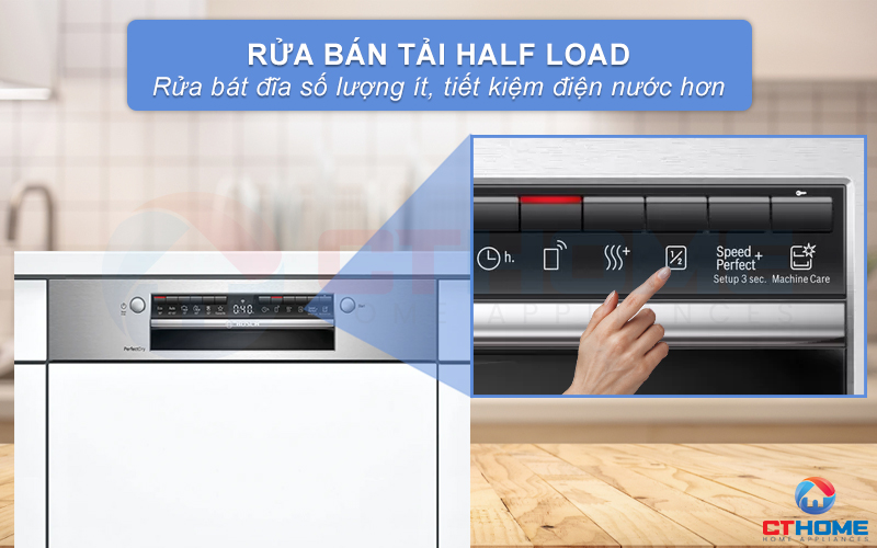 Rửa bát đĩa số lượng ít, lựa chọn ngay rửa bán tải Half Load.