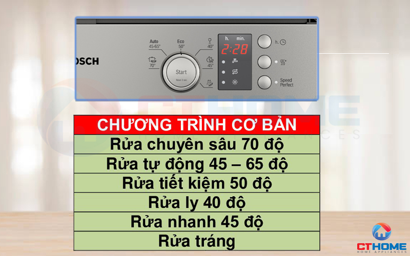 Tùy chọn đa dạng với 6 chương trình rửa, đáp ứng mọi nhu cầu