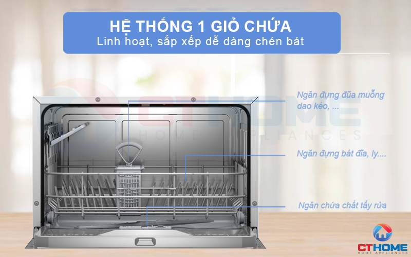 Hệ thống giỏ đựng linh hoạt, tối ưu hóa không gian