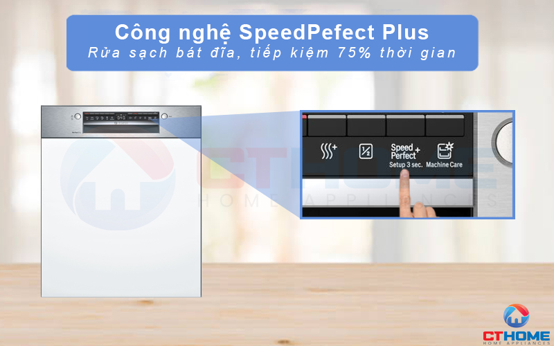 Máy rửa bát Bosch SMI6ZCS07E rửa nhanh hơn với công nghệ Speedperfect Plus