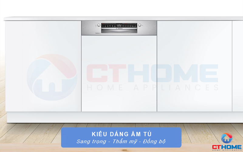 Kiểu dáng âm tủ máy rửa bát Bosch SMI6ZCS07E sang trọng trong không gian bếp hiện đại