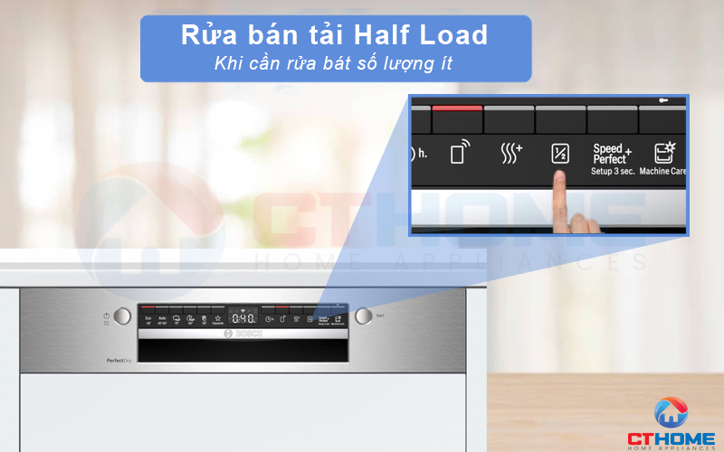 Chương trình rửa bán tải giúp bạn có đa dạng tùy chọn với máy rửa bát Bosch SMI6ZCS07E