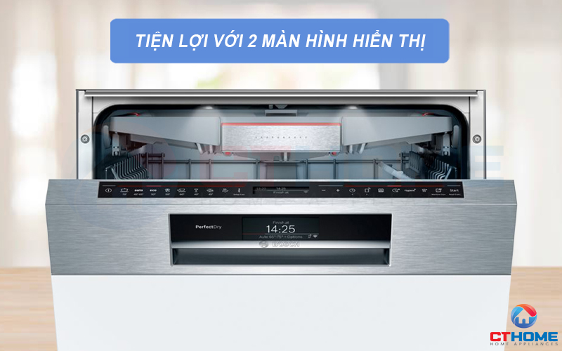 Hai màn hình hiển thị dễ dàng quan sát và thao tác