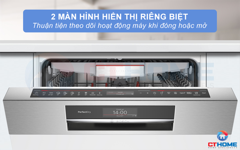 2 màn hình hiển thị riêng biệt giúp người dùng quan sát hoạt động máy ngay cả khi đóng hoặc mở.