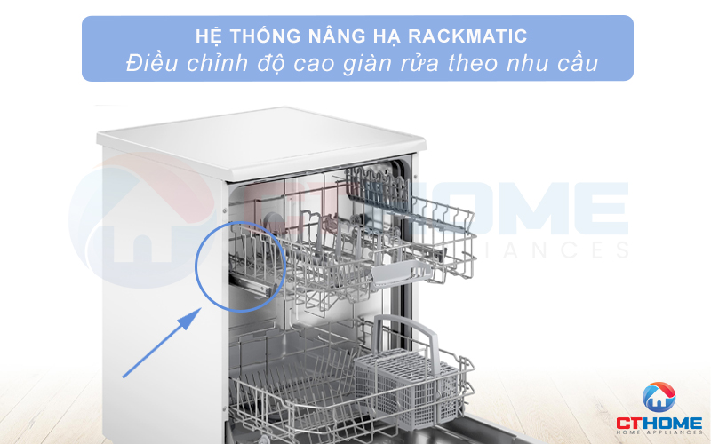 Hệ thống bánh khớp nâng hạ Rackmatic cho phép tùy ý điều chỉnh độ cao của giàn