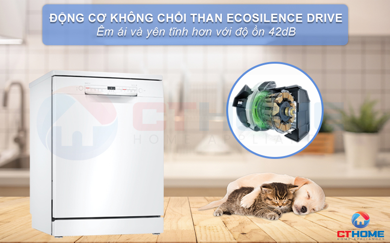 Bộ động cơ EcoSilence Drive hỗ trợ vận hành máy mạnh mẽ, êm ái