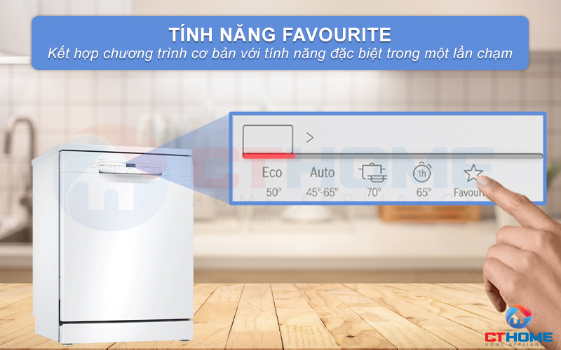 Kết hợp chương trình rửa cơ bản kết hợp tính năng đặc biệt chỉ 1 chạm Favourite