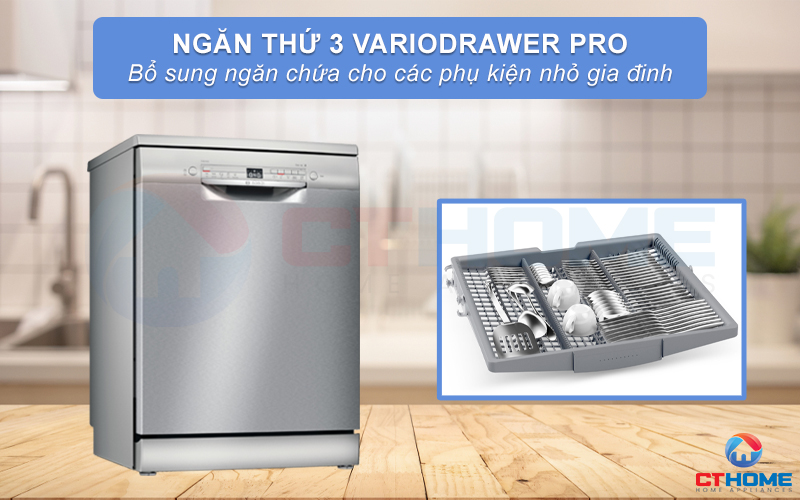 Ngăn chứa thứ 3 VarioDrawer đựng các vật dụng nhỏ 