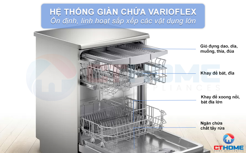 Hệ thống giỏ chứa VarioFlex rộng rãi, linh hoạt