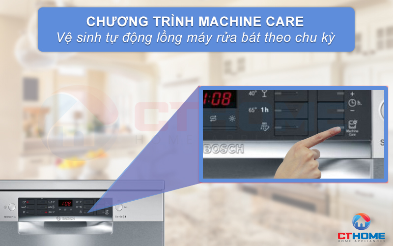 Vệ sinh tự động máy rửa bát nhờ chương trình Machine Care