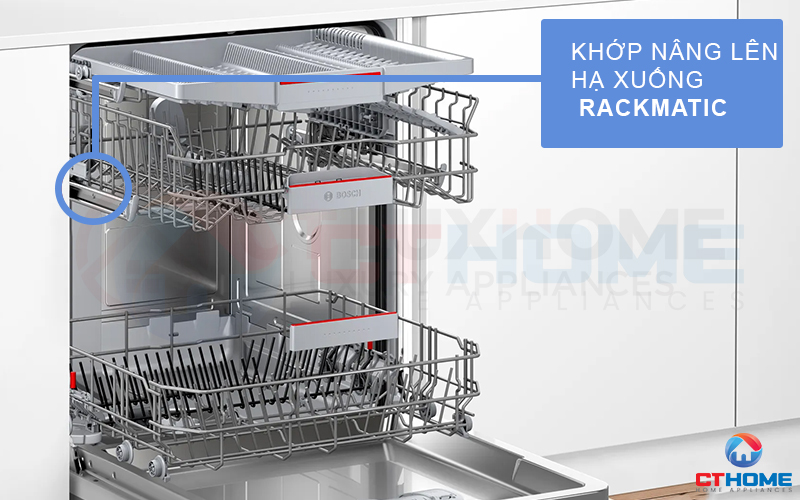 Khớp nâng hạ Rackmatic hỗ trợ di chuyển giàn giữa để chứa nhiều đồ khác kích cỡ