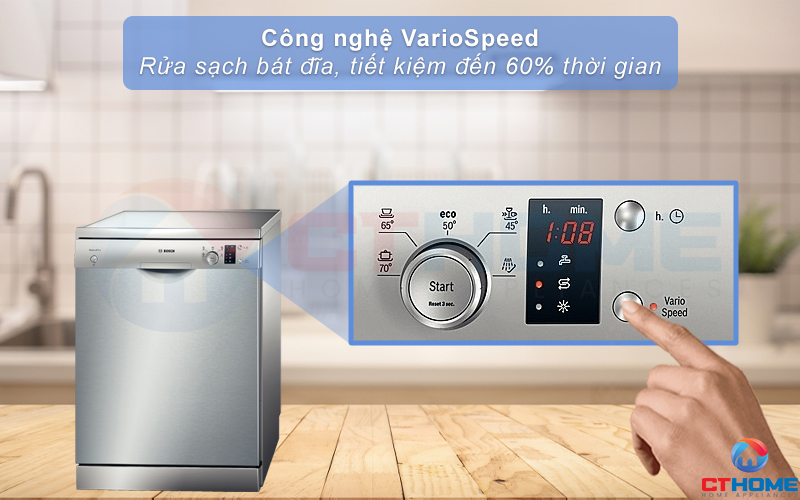 Kích hoạt VarioSpeed để tăng tốc độ rửa, tiết kiệm thời gian hơn