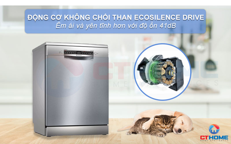 Hoạt động êm ái và mạnh mẽ với động cơ không chổi than EcoSilence Drive