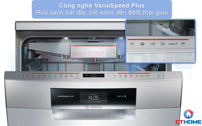 Tính năng VarioSpeed Plus giúp rửa nhanh, tiết kiệm thời gian hơn.