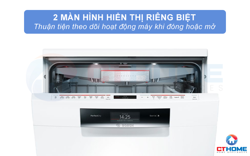 2 màn hình hiển thị giúp người dùng dễ dàng kiểm soát khi đóng hoặc mở máy.