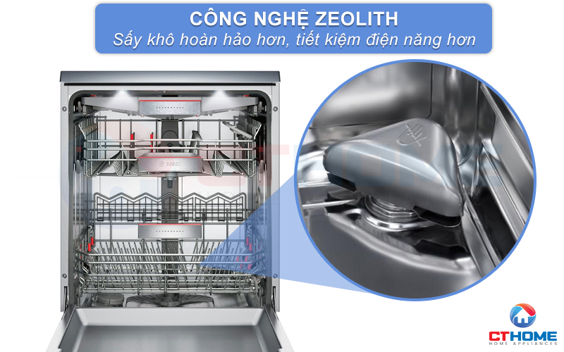 Công nghệ Zeolith giúp bát đĩa khô hoàn hảo hơn và tiết kiệm điện hơn.