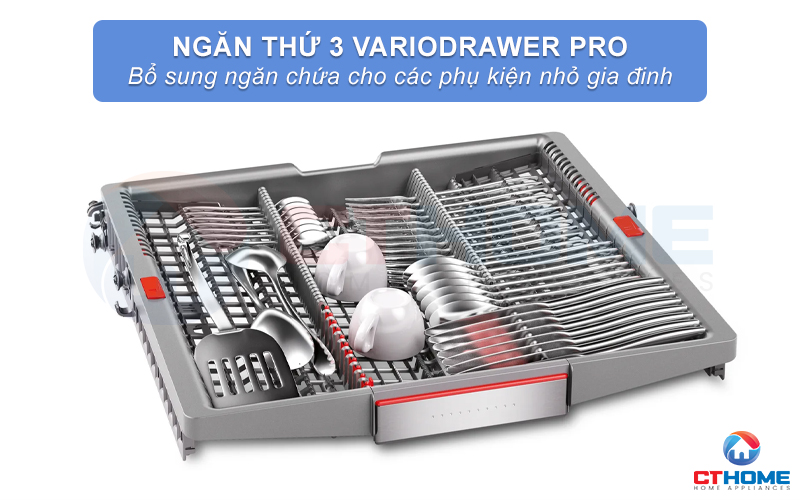 Ngăn thứ 3 VarioDrawer Pro đựng vật dụng nhỏ đi cùng các hàng gai linh hoạt.