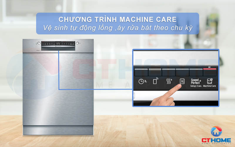 Chức năng Machine Care vệ sinh tự động máy rửa bát