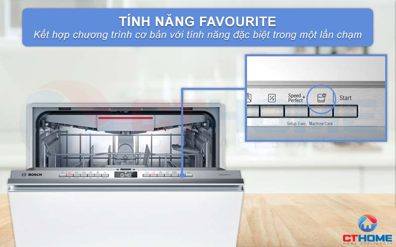 Tính năng Favourite tăng trải nghiệm của người dùng với máy rửa bát Bosch SMV4EVX10E serie 4