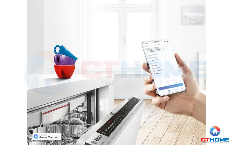 Kết nối và điều khiển máy rửa bát Bosch SMV6ZCX49E từ xa thông qua Home Connect.