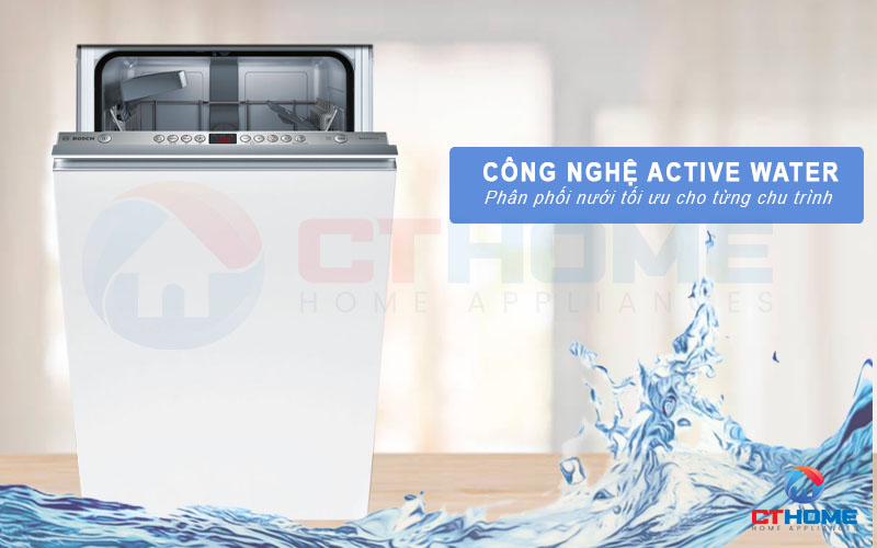 Công nghệ hiện đại Active Water phân phối nước tối ưu cho từng chu trình rửa