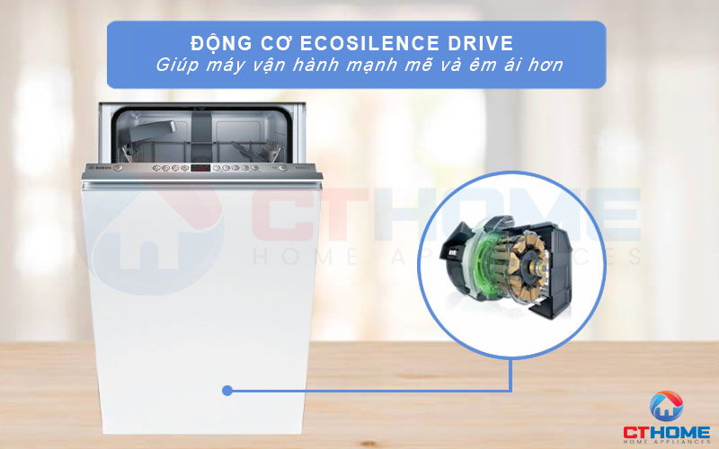 Động cơ không chổi than và dây gioăng liên kết EcoSilence Drive giúp máy vận hành êm ái