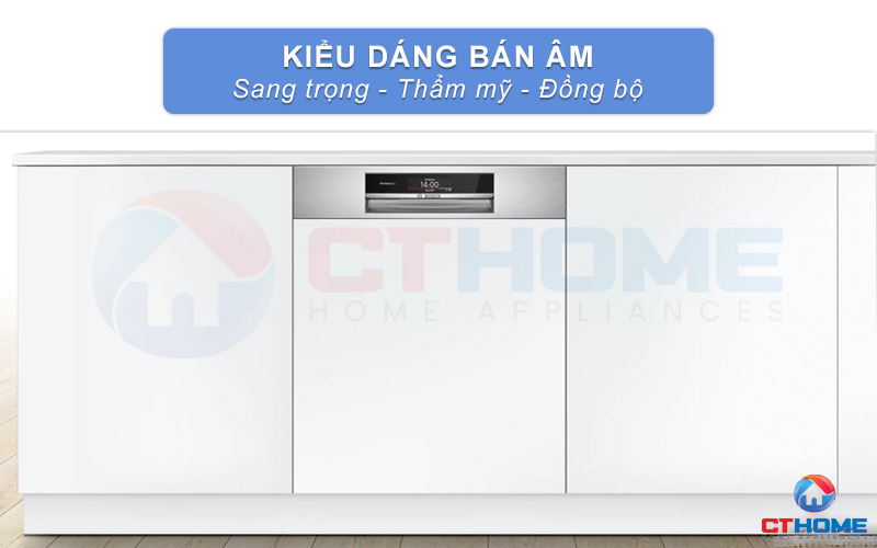 Máy rửa bát Bosch SMI88US36E thiết kế âm tủ sang trọng, thẩm mỹ cho không gian bếp