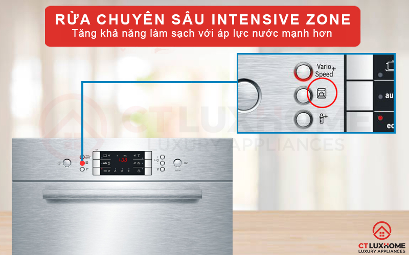 Rửa chuyên sâu Intensive Zone mang lại khả năng làm sạch hiệu quả hơn với áp lực nước mạnh