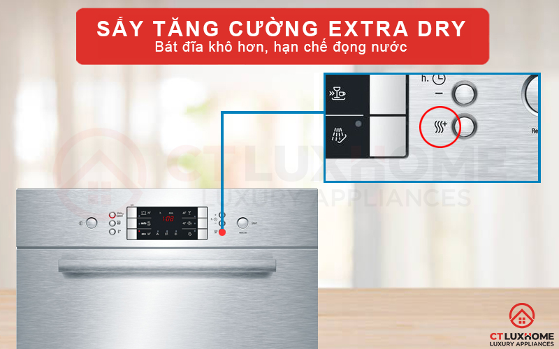 Sấy tăng cường ExtraDry giúp tăng hiệu quả sấy khô trong 10 phút cuối cùng