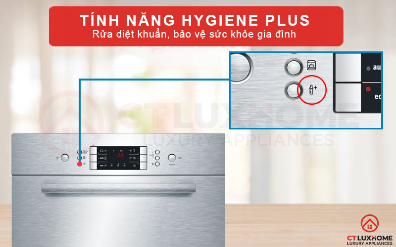 Rửa diệt khuẩn Hygiene Plus giúp đánh bay nhanh chóng mọi vi khuẩn và nấm mốc trên bề mặt bát đĩa