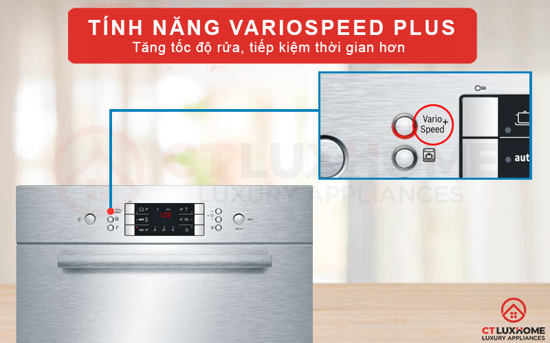 Tính năng rửa tăng tốc VarioSpeed Plus giúp giảm tối đa thời gian rửa thường đến 60%