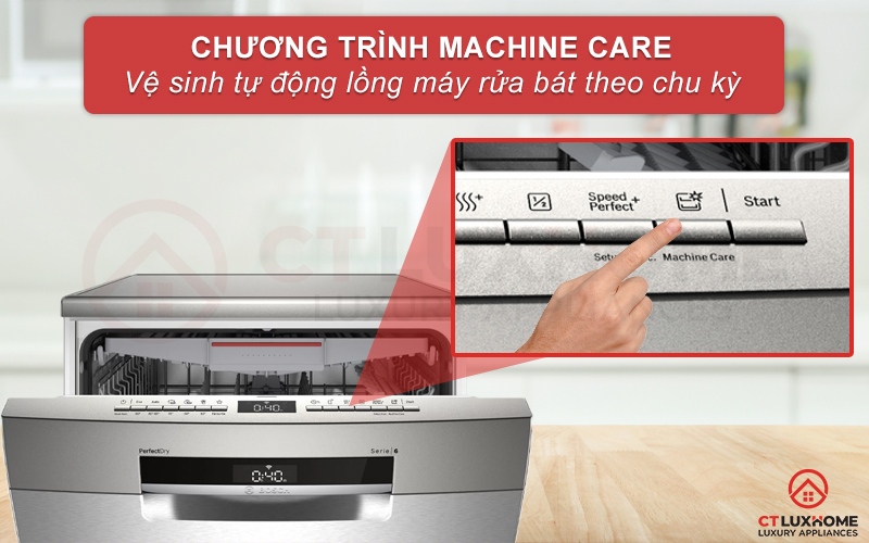 Machine Care là chương trình vệ sinh tự động buồng máy rửa bát