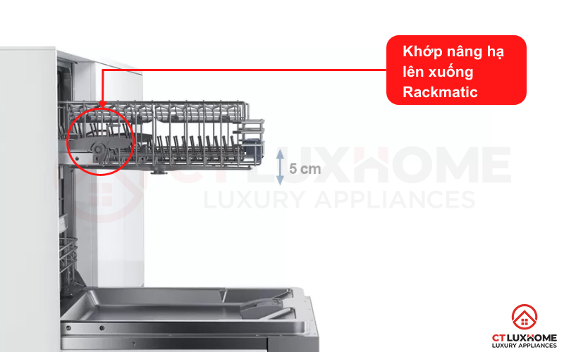 Hệ thống Rackmatic nâng hạ giàn rửa lên xuống, tối ưu không gian chứa