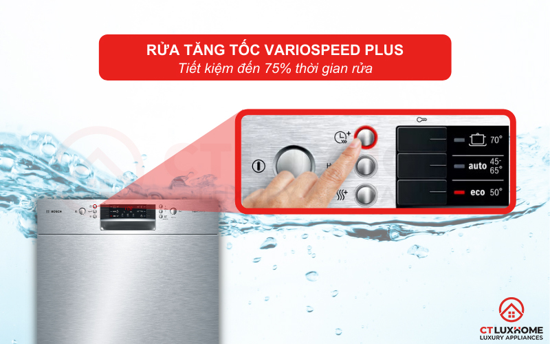 Tiết kiệm đến 75% thời gian rửa với tính năng VarioSpeed Plus