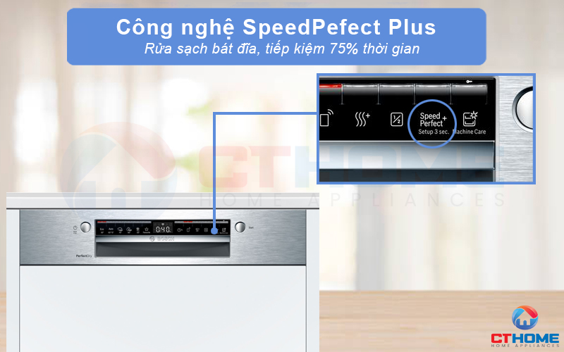 Lựa chọn SpeedPerfect Plus giúp tăng tốc độ rửa, tiết kiệm đến 75% thời gian.