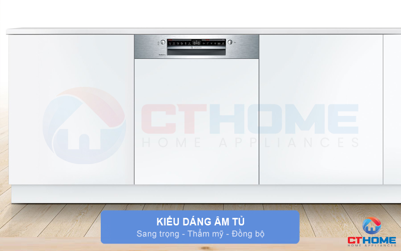 Máy rửa bát Bosch SMI6ZCS00E có kiểu dáng âm tủ sang trọng và thẩm mỹ.