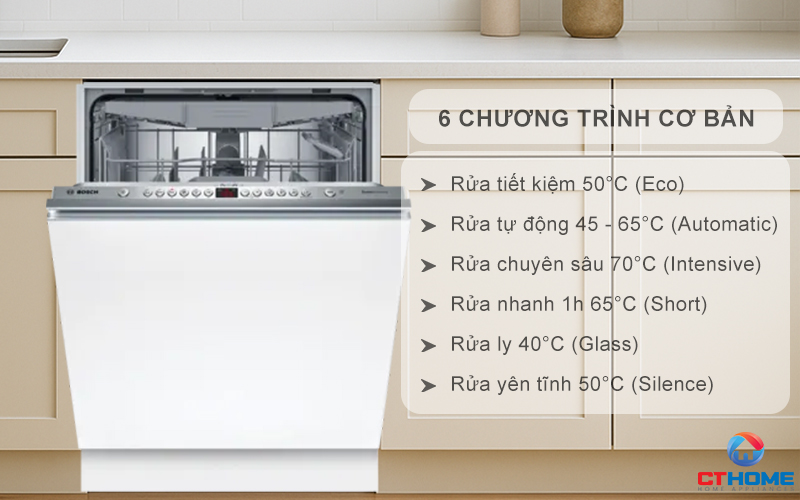 Tùy chọn đa dạng 6 chương trình rửa cơ bản phục vụ nhu cầu sử dụng