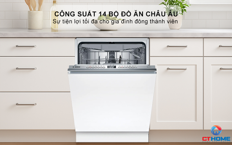 Dung tích chứa lớn, công suất rửa 14 bộ đồ ăn Châu Âu