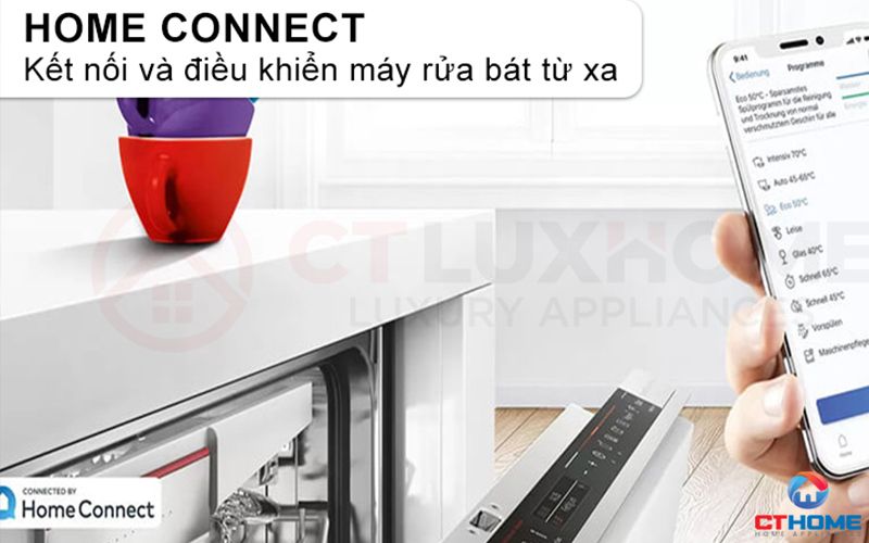 Kết nối và điều khiển máy rửa bát SMV4EBX01D từ xa thông qua Home Connect