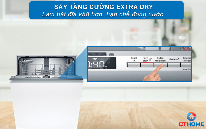 Sấy tăng cường Extra Dry cho bát đĩa khô hơn