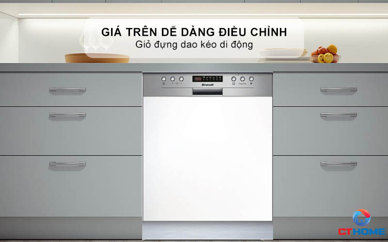 Giá trên dễ dàng điều chỉnh + giỏ đựng dao kéo di động