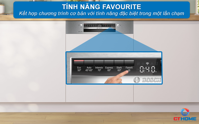 Tính năng Favourite kết hợp chương trình rửa cơ bản và tính năng đặc biệt chỉ trong một nút nhấn
