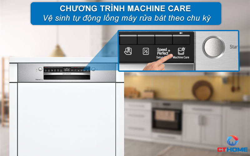 Vệ sinh tự động máy rửa bát, làm sạch khoang rửa với tính năng Machine Care