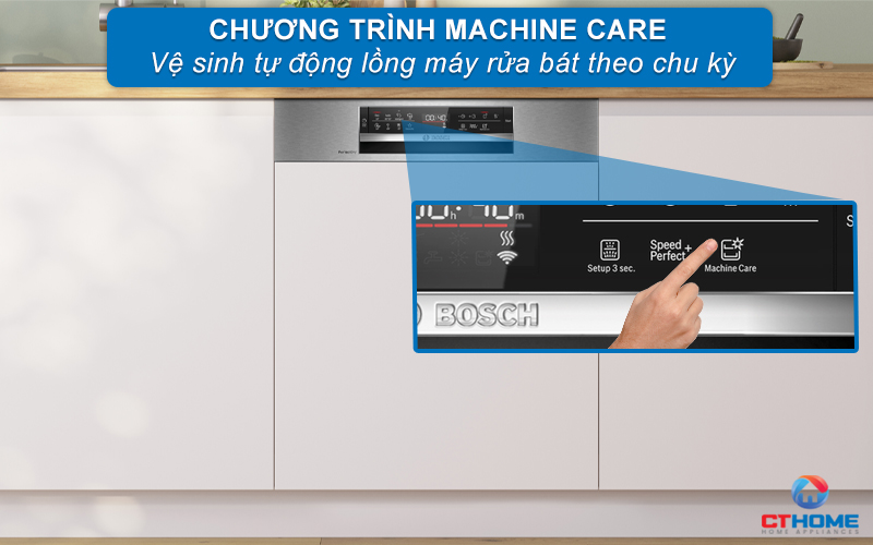 Vệ sinh tự động máy rửa bát với tính năng Machine Care