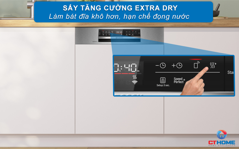 Sấy tăng cường Extra Dry cho bát đĩa khô hơn
